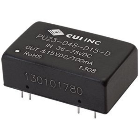 CUI INC DC to DC Converter, 12V DC to 5/ -5V DC, 3VA, 0 Hz PUZ3-D12-D5-D
